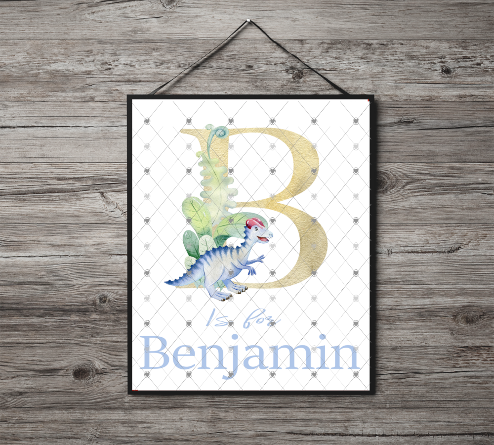 Dinosaur Initial Name Print, Letter B Custom Print, Letter B - Click Image to Close